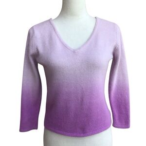 Jamie Scott Purple Ombré Angora Lambswool Blend Cropped Sweater